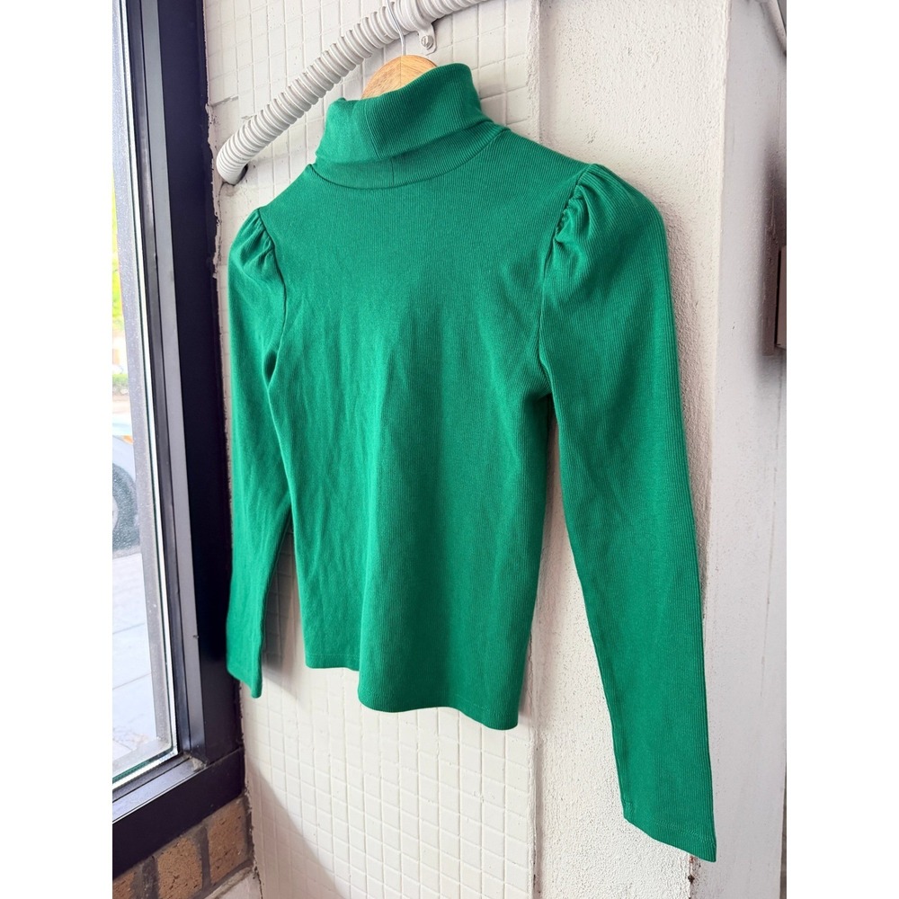 Gap Kids Girls Holiday Green Ribbed Puff Sleeve Turtleneck Top Size L 10 NWT - Picture 9 of 11